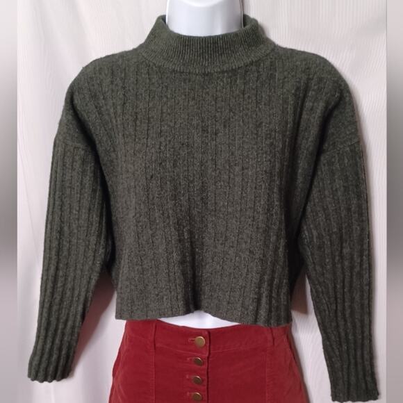Madewell Levi Rib Mockneck Wool Blend Pullover Sweater. L - Picture 6 of 10